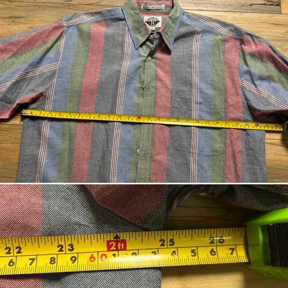 VTG 90’s Men’s Size Large - Dockers - Blue/Pink/Green Striped Button Down Shirt - Picture 9 of 11